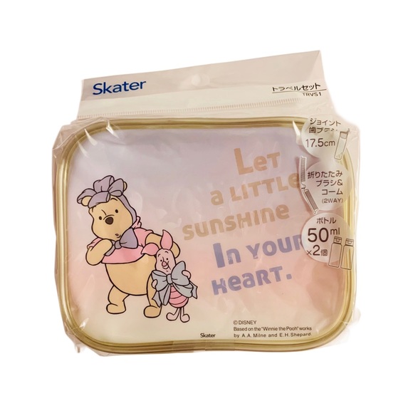 Disney Winnie The Pooh Mini Travel Toiletry 5 pc Set Toothbrush Comb Bottle Bear - Picture 2 of 8